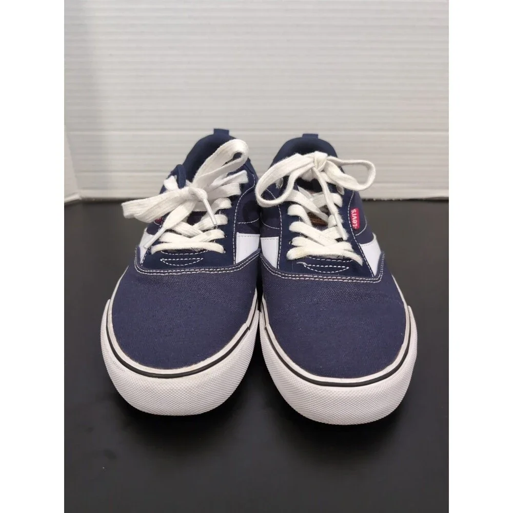 LEVI'S LANCE CANVAS SNEAKERS WOMEN'S SIZE 8.5 CUSHION INSOLE NAVY WHITE EUC